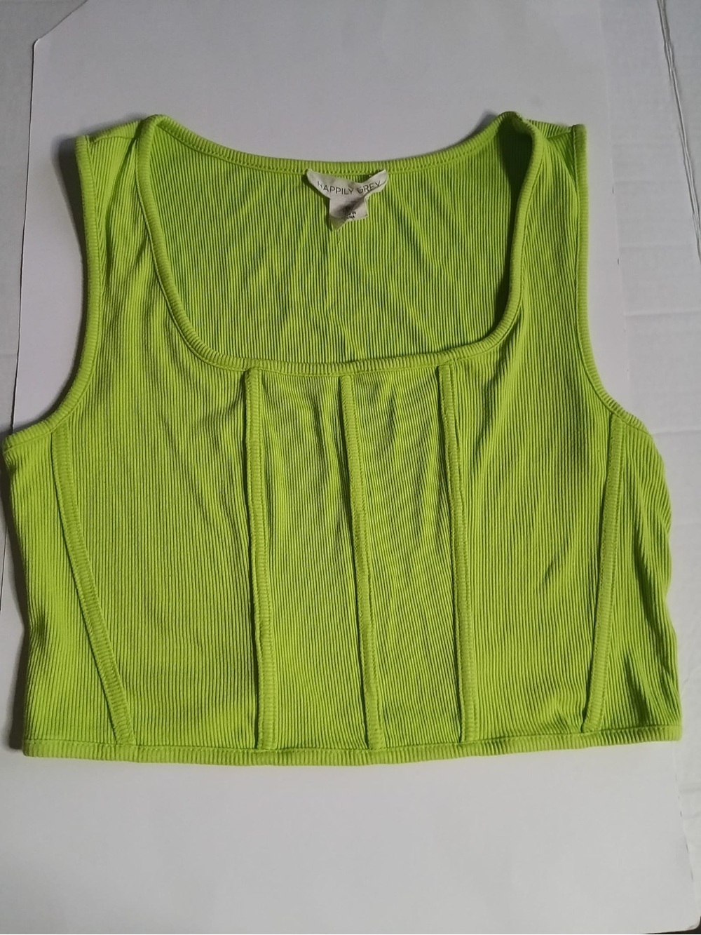Neon Lime Ribbed Cropped Tank